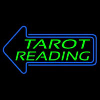 Green Tarot Reading With Blue Arrow Neon Sign