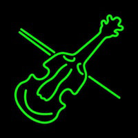 Green Violin Neon Sign