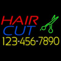 Hair Cut With Number And Scissor Neon Sign