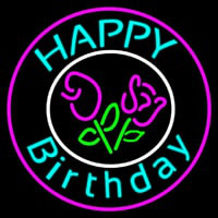 Happy Birthday With Flowers Neon Sign