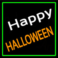 Happy Halloween With Green Border Neon Sign