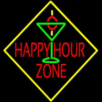 Happy Hour Zone With Martini Glass Neon Sign