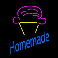 Homemade With Ice Cream Cone Logo Neon Sign