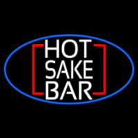 Hot Sake Bar Oval With Blue Border Neon Sign