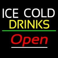 Ice Cold Drinks Open Neon Sign