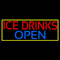 Ice Cold Drinks Red Open Neon Sign