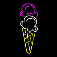 Ice Cream Cone Double Scoop Logo Neon Sign