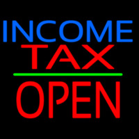 Income Ta  Block Open Green Line Neon Sign