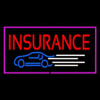 Insurance Car Logo Pink Border Neon Sign