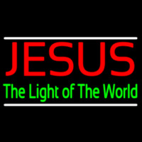 Jesus The Light Of World With Line Neon Sign