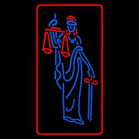 Law Office Logo With Red Border Neon Sign