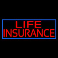 Life Insurance Block Blue Border Neon Sign