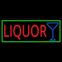 Liquor And Martini Glass With Green Border Neon Sign