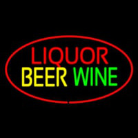 Liquor Beer Wine Oval Red Neon Sign