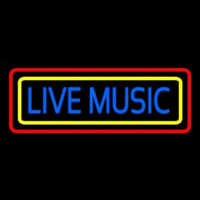 Live Music With Yellow Red Border Neon Sign