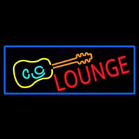 Lounge And Guitar With Blue Border Neon Sign
