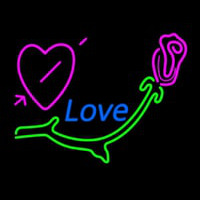 Love With Rose And Heart Neon Sign