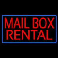 Mail Bo  Rental Blue Border Neon Sign