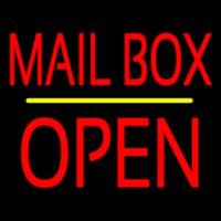 Mailbo  Open Block Yellow Line Neon Sign