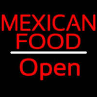 Me ican Food Open White Line Neon Sign