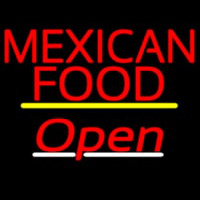 Me ican Food Open Yellow Line Neon Sign