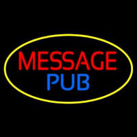 Message Pub Oval With Yellow Border Neon Sign