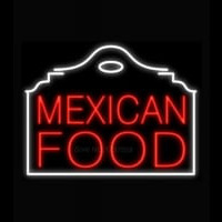 Mexican Food Red Building Neon Sign