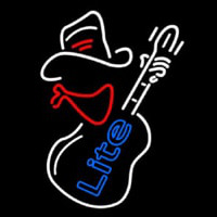 Miller Lite Cowboy Guitar Neon Sign