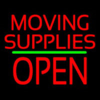 Moving Supplies Open Block Green Line Neon Sign