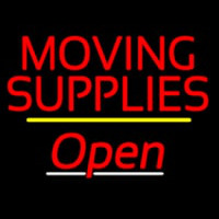 Moving Supplies Open Yellow Line Neon Sign