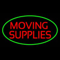 Moving Supplies Oval Green Neon Sign