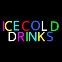 Multi Colored Ice Cold Drinks Neon Sign