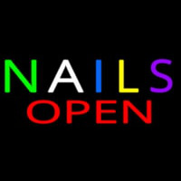 Multi Colored Nails Open Neon Sign