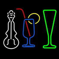 Music Instrument Glass And Bottle Neon Sign