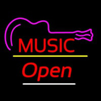 Music Logo Open Yellow Line Neon Sign