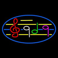 Musical Notes Blue Border Neon Sign