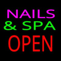Nails And Spa Block Open Green Line Neon Sign
