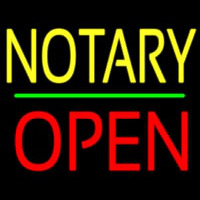 Notary Block Open Green Line Neon Sign