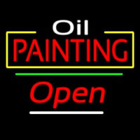 Oil Painting Green Line Open Neon Sign