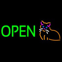 Open Cat Logo Green Letters Neon Sign