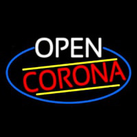 Open Corona Oval With Blue Border Neon Sign