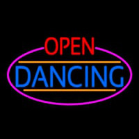 Open Dancing Oval With Pink Border Neon Sign