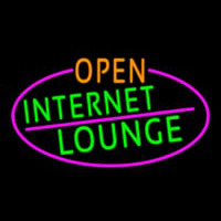 Open Internet Lounge Oval With Pink Border Neon Sign