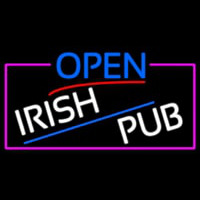 Open Irish Pub With Pink Border Neon Sign