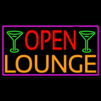 Open Lounge And Martini Glass With Pink Border Neon Sign