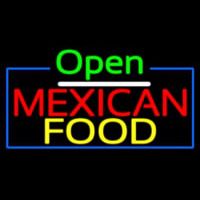Open Me ican Food With Blue Border Neon Sign