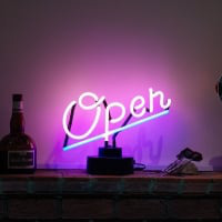 Open Pink Desktop Neon Sign