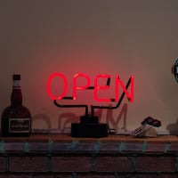 Open Red Desktop Neon Sign