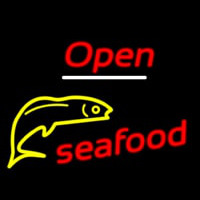 Open Seafood Logo Neon Sign