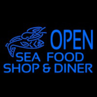 Open Seafood Shop And Diner Neon Sign